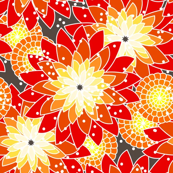 Modèle de fleur sans couture dans les tons orange — Image vectorielle