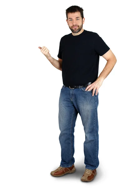 Guy pointing and smiling — Stock Photo, Image