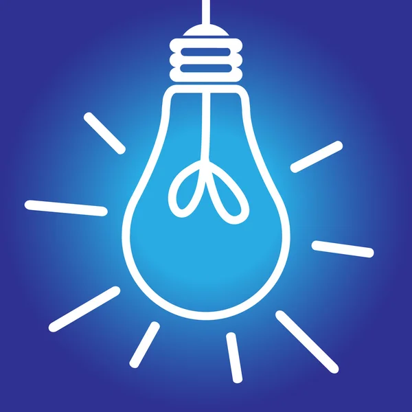 Lightbulb lit white and blue — Stock Vector