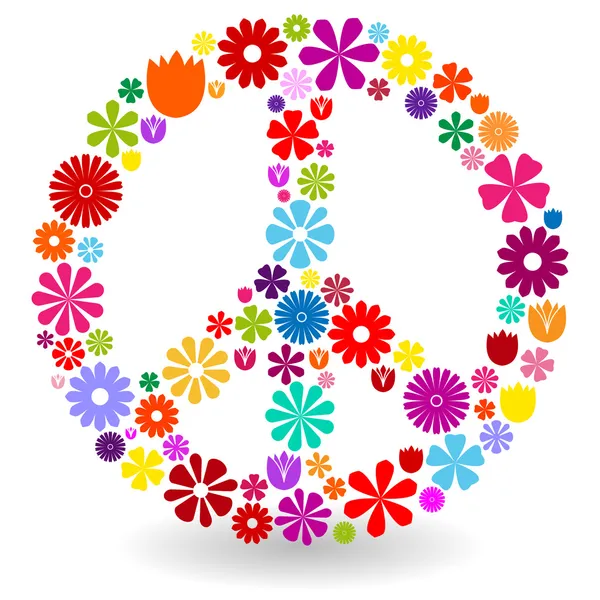 Signo de paz hecho de flores — Vector de stock