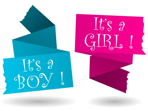 Origami banner-boy-girl-announcement — Stock Vector