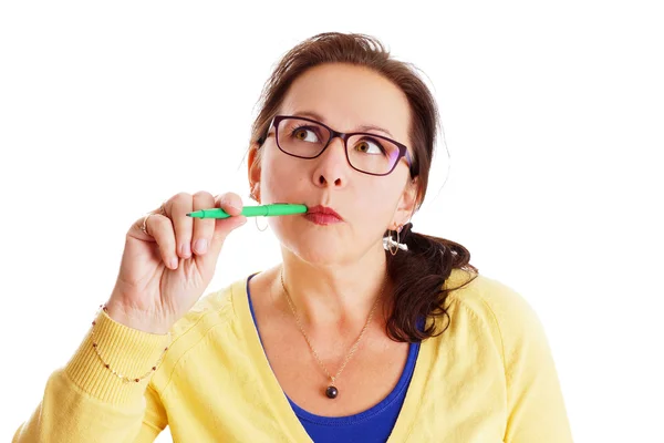 Woman thinking hard — Stock Photo, Image