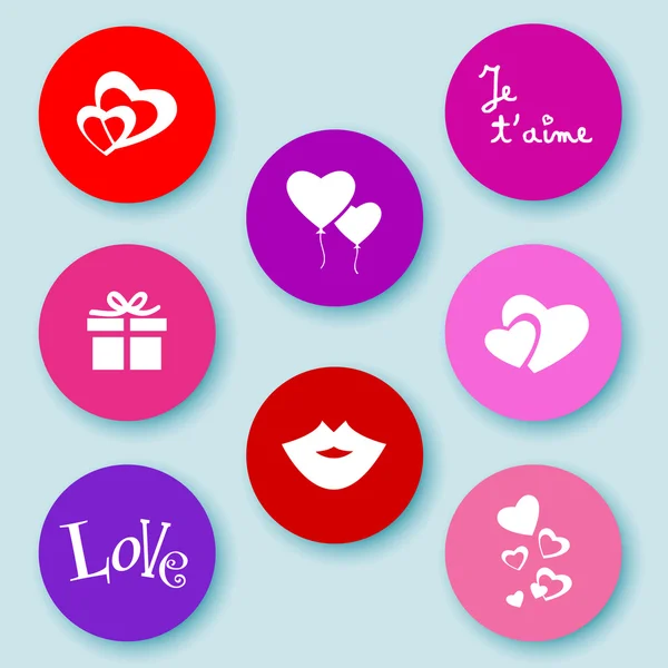 Boutons web amour-plat — Image vectorielle