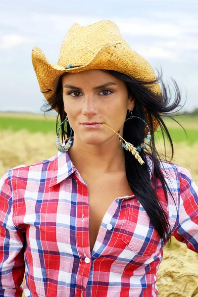Cowgirl portrait vertical — Stock Photo, Image