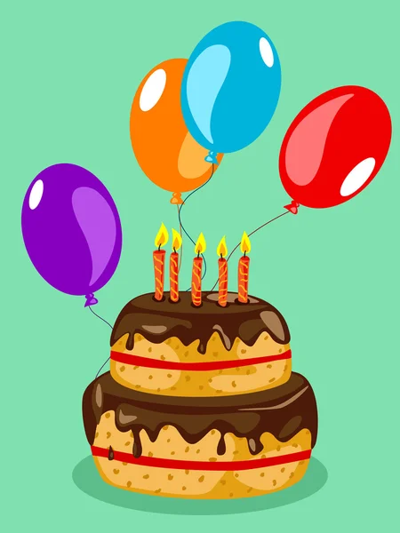 Carte gâteau d'anniversaire — Image vectorielle