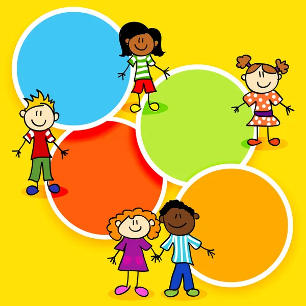 Cartoon kids and color circles-2 — Stock Vector