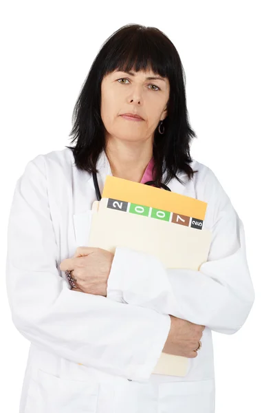 Mujer médico con archivo — Foto de Stock