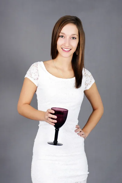 Young woman with drink — Stock Photo, Image