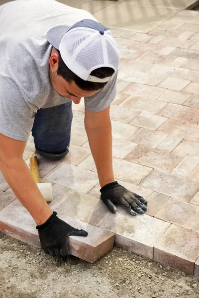 Paisajismo de piedra pavimentadora — Foto de Stock