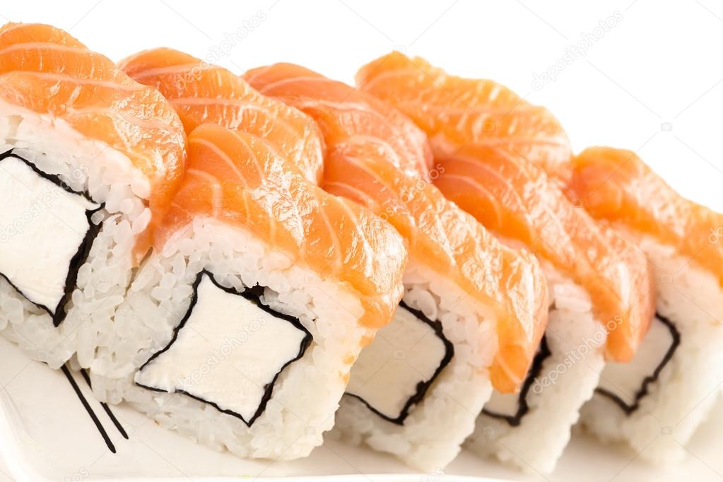 Japanese sushi traditional japanese food. Philadelphia maki sushi made of cream cheese inside