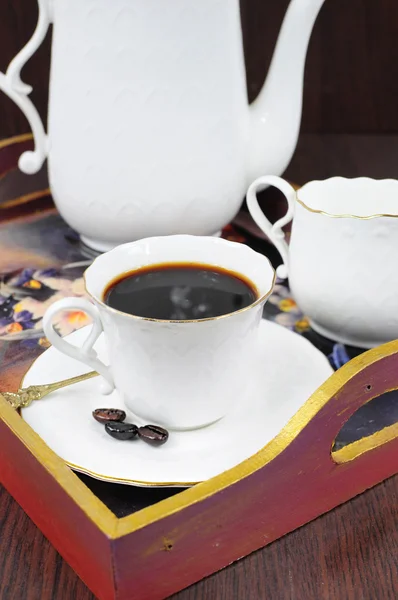 Caffè in tazza di porcellana bianca — Foto Stock