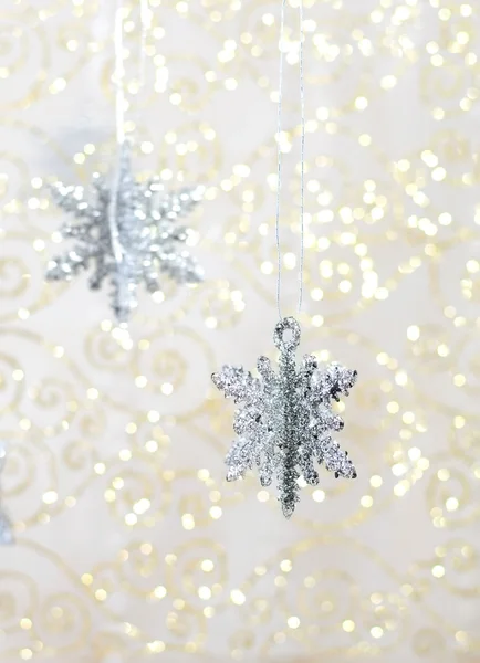 Plata copo de nieve decoración de Navidad — Foto de Stock