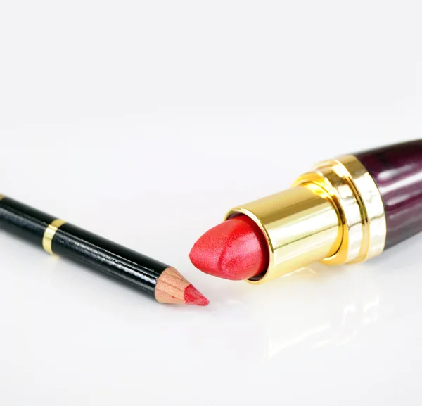 Red lipstick and pencil — Stock Photo, Image