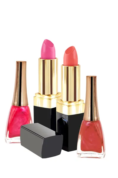 Lippenstift en nailpolish in twee kleuren — Stockfoto