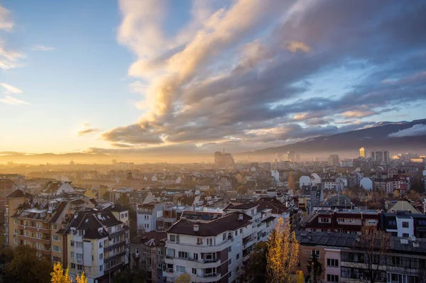 Beautiful Clouds Sunrise Sofia Bulgaria Stockfoto