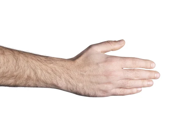 Άδειο ανοιχτό χέρι σε άσπρο φόντο — Φωτογραφία Αρχείου