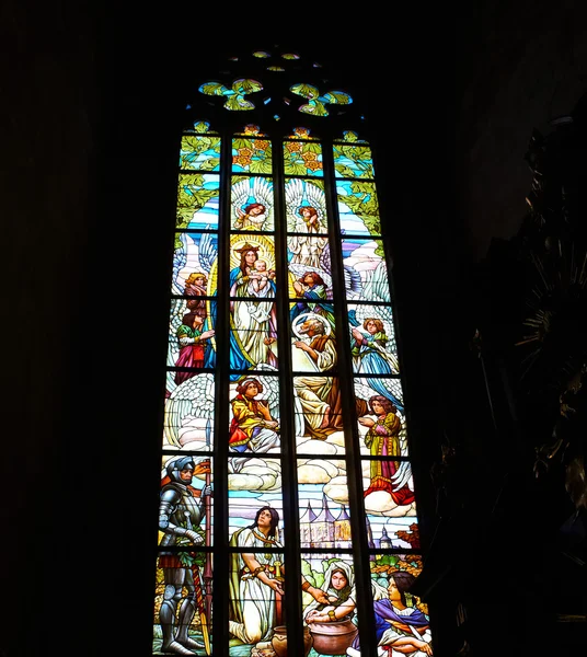 Stained glass in cathedral — Stock Photo, Image