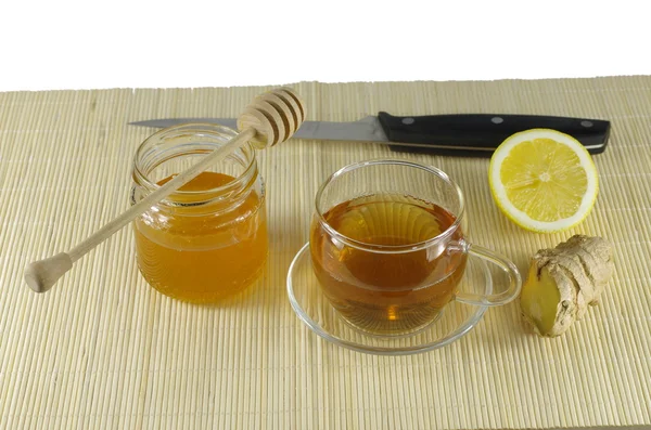 Tea with lemon and honey — Stock Photo, Image
