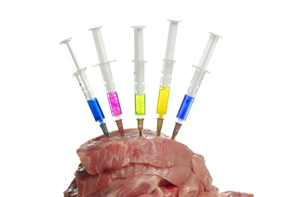 Injecção em carne fresca — Fotografia de Stock