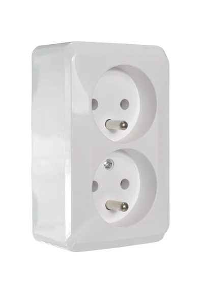 Electrical jack white plastic socket — Stock Photo, Image