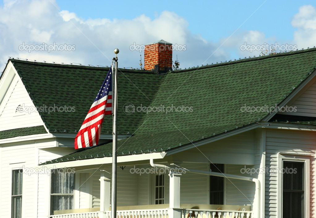 American Flag by Green Shingles House