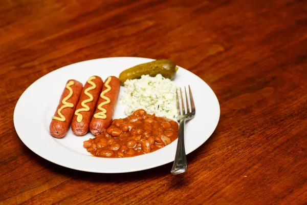Lunch of Franks and Beans — Stock Photo, Image