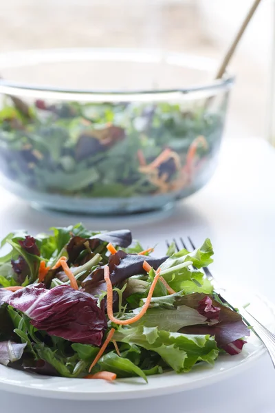 Salade verte et saladier en verre Field — Photo