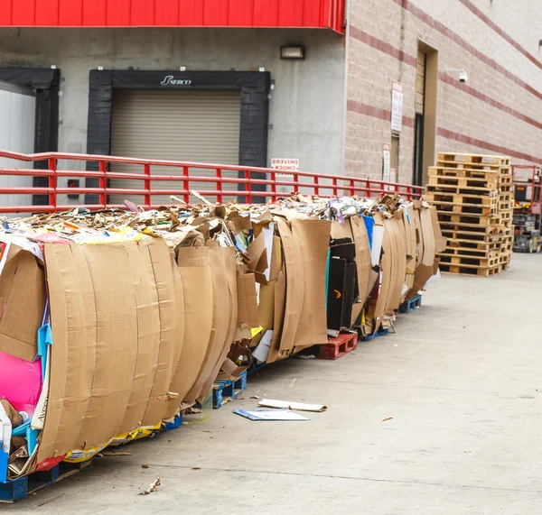 Cardboard for Recycling by Loading Dock — Stock Photo, Image