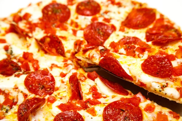 Pepperoni Pizza with Slice Lifted — Stock Photo, Image