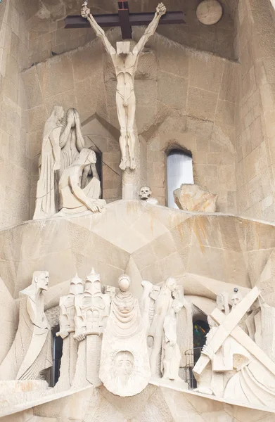 Crucifixion Carving on Old Church — Stock Photo, Image