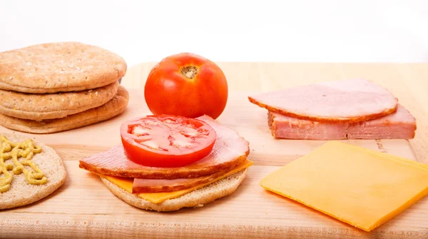 Ingredience pro sendvič se šunkou a sýrem — Stock fotografie