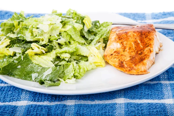 Caesar Salad with Baked Salmon — Stock Photo, Image