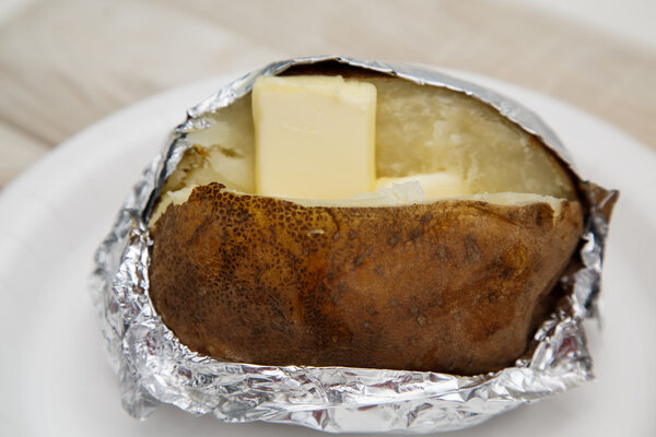 Baked Potato in Foil with Butter