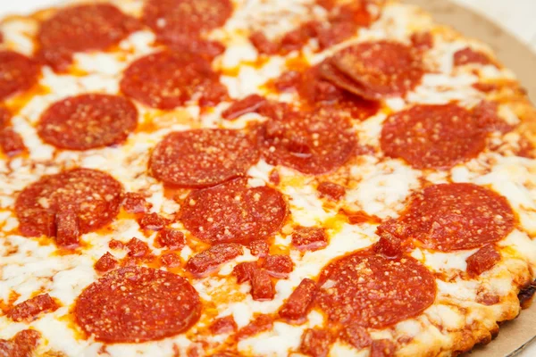 Hot Greasy Pepperoni on a Pizza — Stock Photo, Image