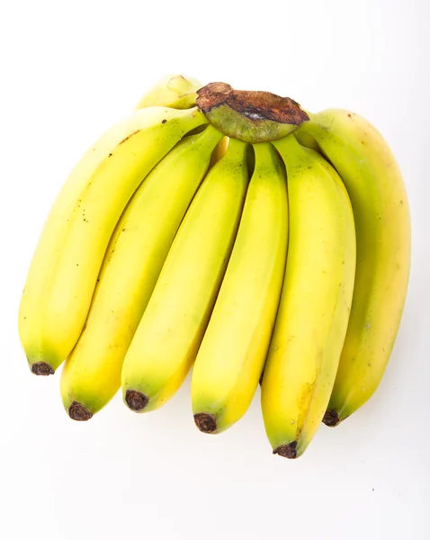 Groene en gele bananen op wit — Stockfoto