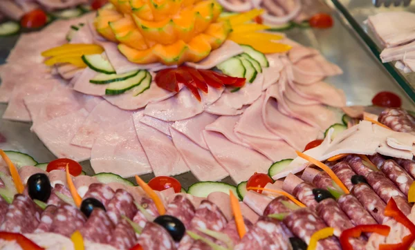 Ham and Cold Cuts on Buffet — Stock Photo, Image