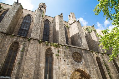 Antik taş duvar ve kemerli pencereler