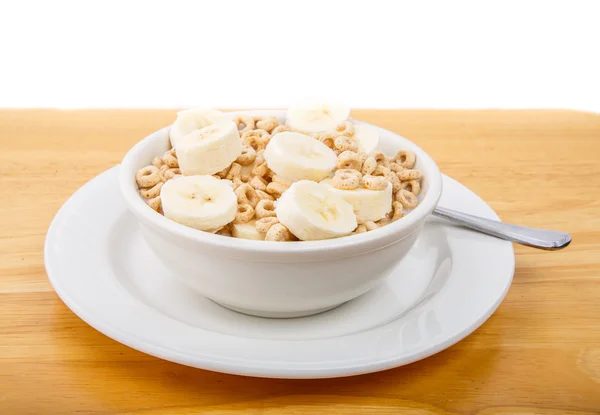 Plátanos en rodajas en cereales de avena tostados — Foto de Stock