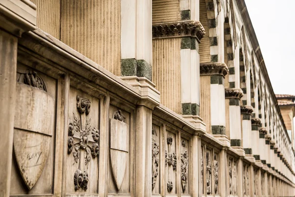 Detalles de crestas y columnas en la catedral — Foto de Stock