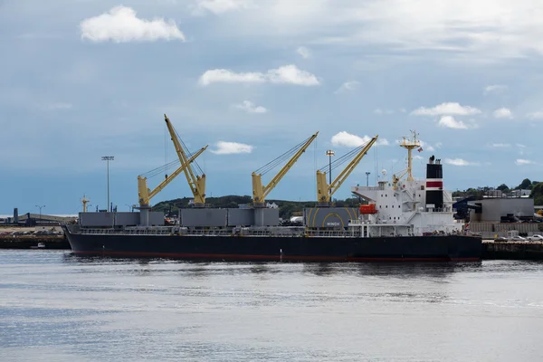 Gele lieren op Havenmachines vrachtschip — Stockfoto