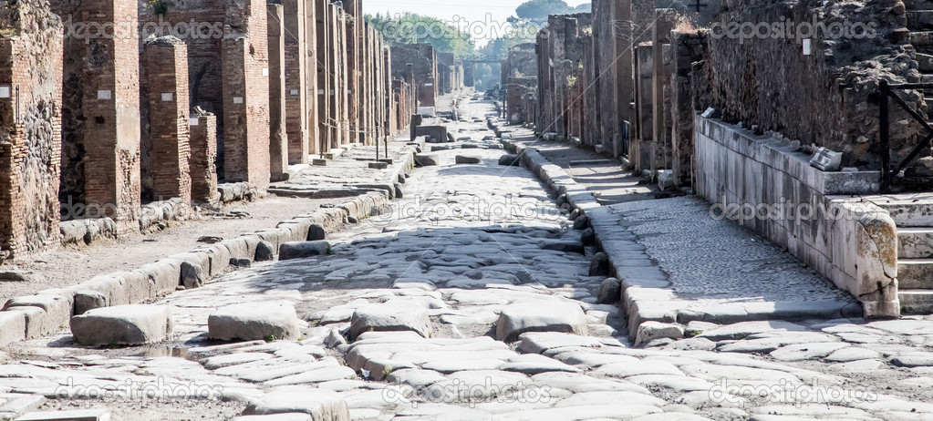 View Down Pompeii Cobblestones