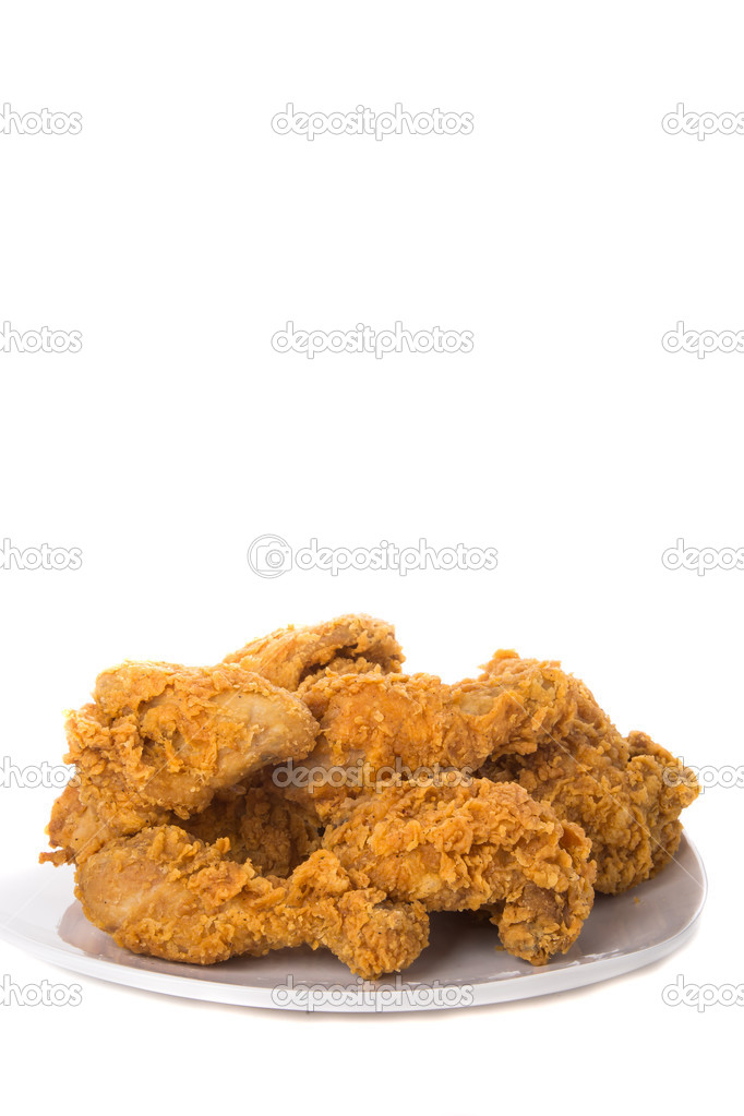 Plate of Fried Chicken on White Vertical