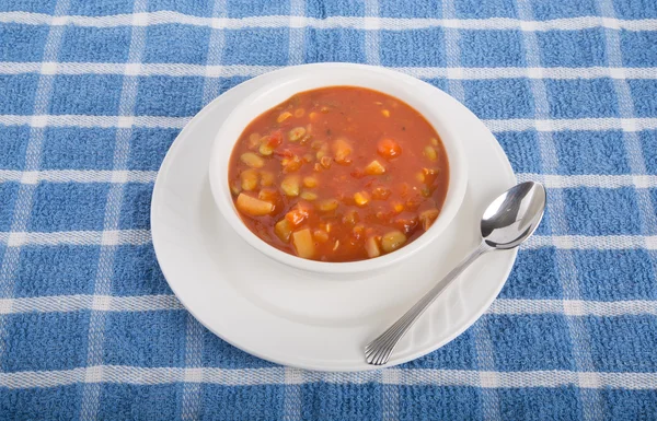 Soupe de légumes dans un bol blanc — Photo