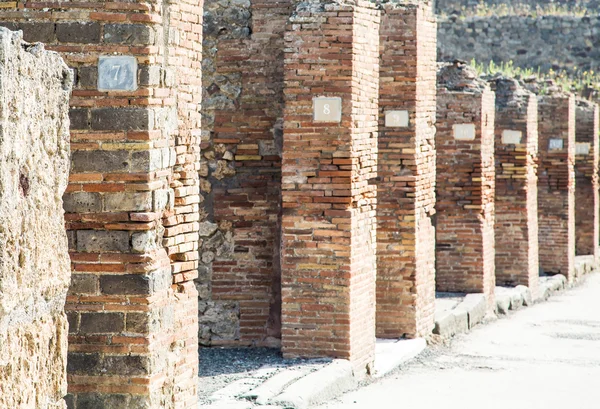Numbered Plaques in Pompeii Columns — Stock Photo, Image