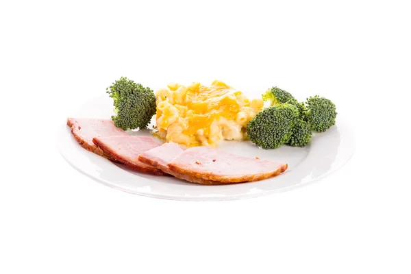 Šunka brokolice a mac a sýrem — Stock fotografie