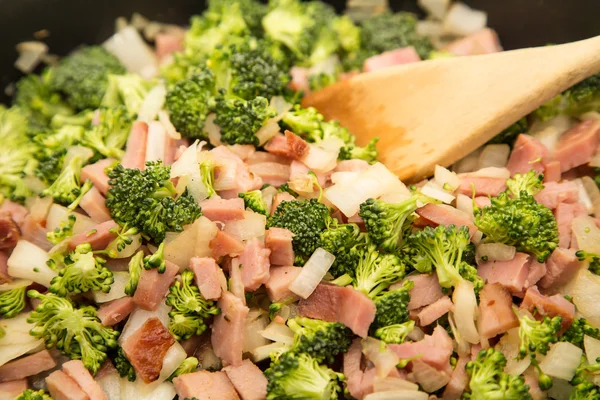 Broccoli Ham and Onions — Stock Photo, Image