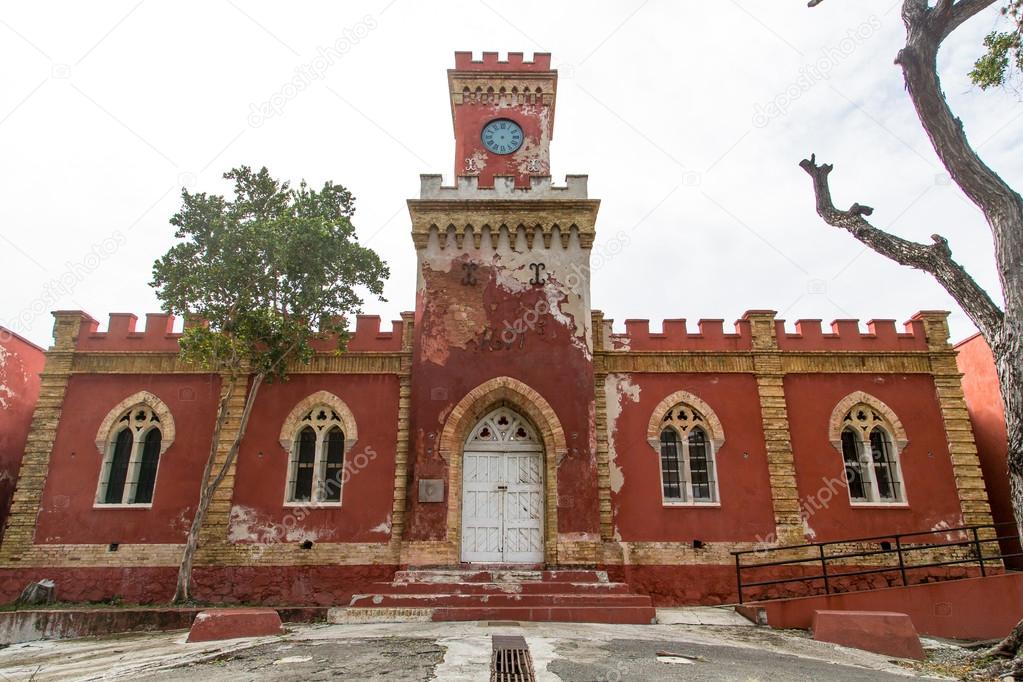 Facade of Old Castle in Saint Thomas
