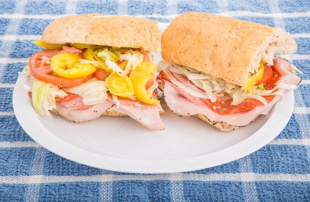 Italian Sub Sandwich with Hot Peppers