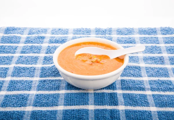 トルティーヤ スープのボウルに白のスプーン — ストック写真