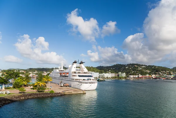 Cruise Ship at Beautiful Tropical Port — Stock Photo, Image